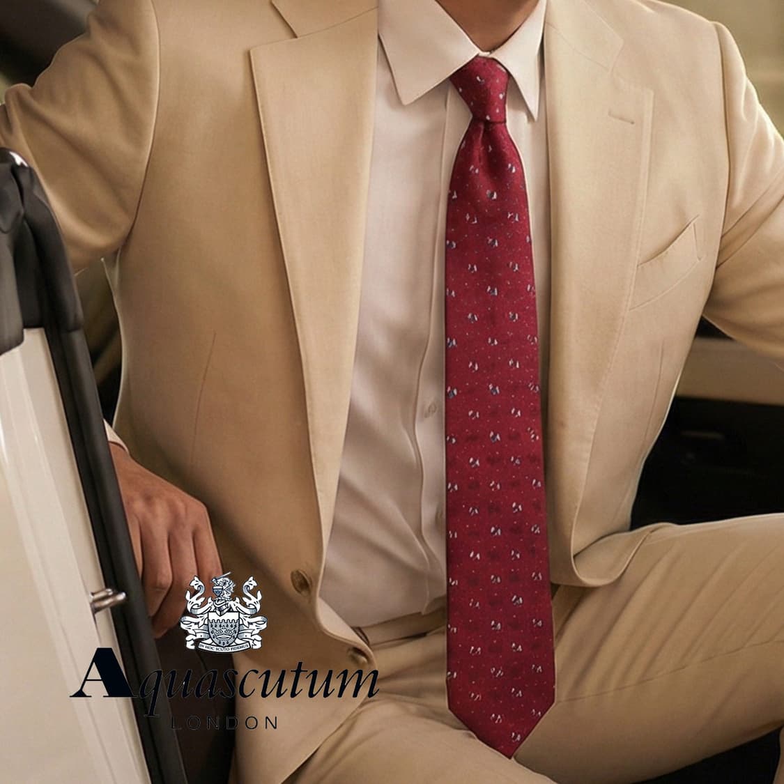 아쿠아스큐텀 실크 와인 자카드 패턴 넥타이 9cm A+등급 k1735 상품이미지1