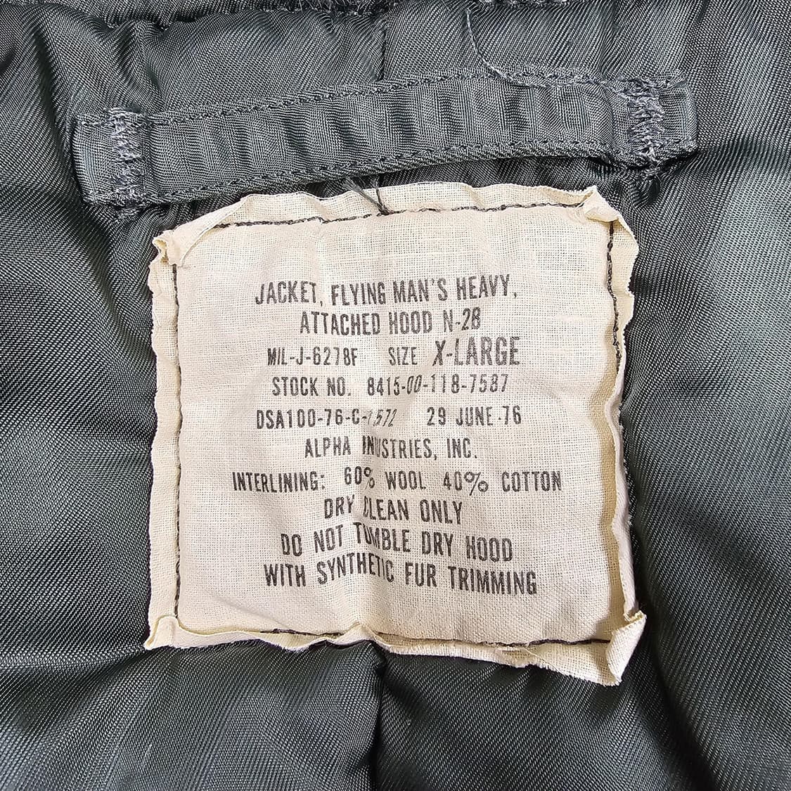 70s 알파 인더스트리 N-2B 헤비 플라잉 자켓 상품이미지4