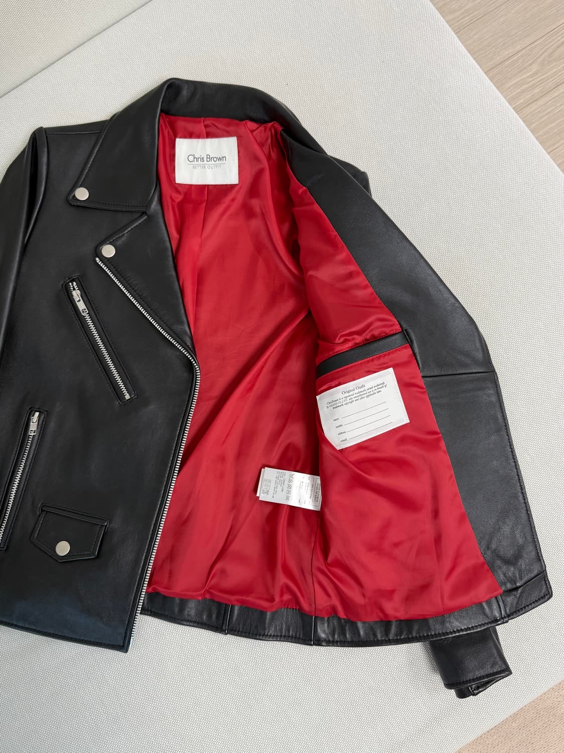 Chris Brown 천연양가죽 라이더 자켓 상품이미지3