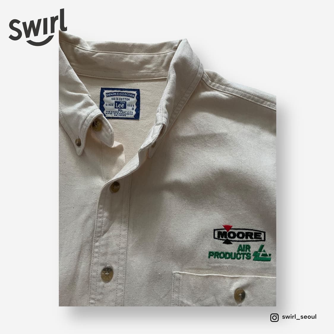 🌊[deadstock]Lee 90s white Denim shirts 상품이미지5