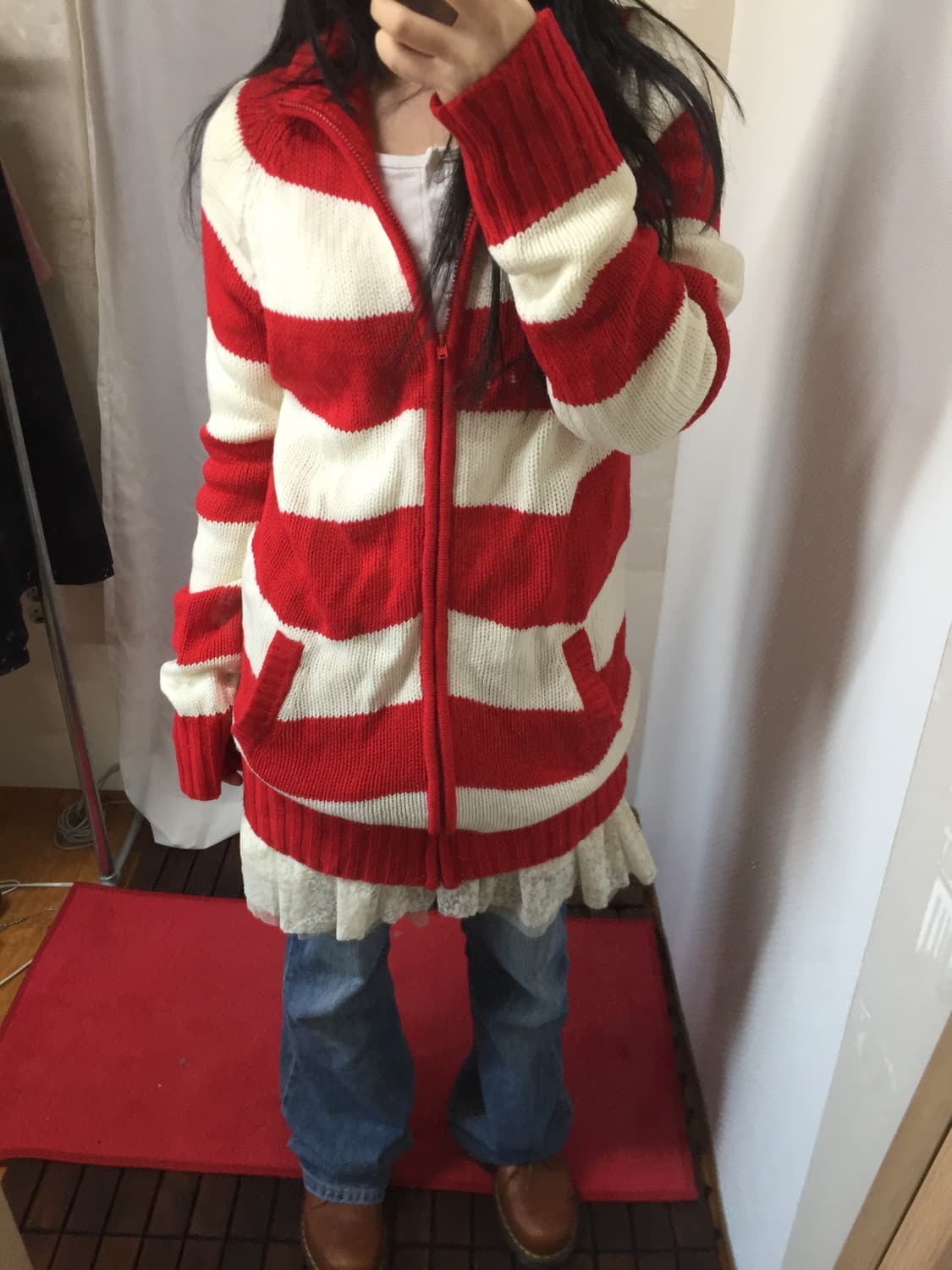 vintage stripe red zipup outer 상품이미지1