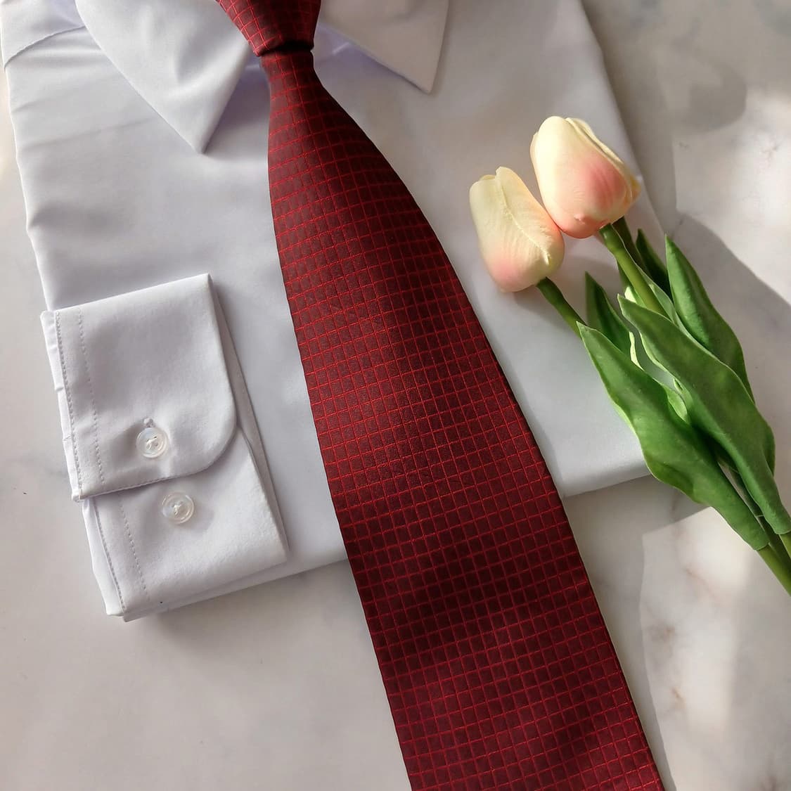세루티 1881 실크 버건디 체크 넥타이 10.1cm A등급 A18825 상품이미지5