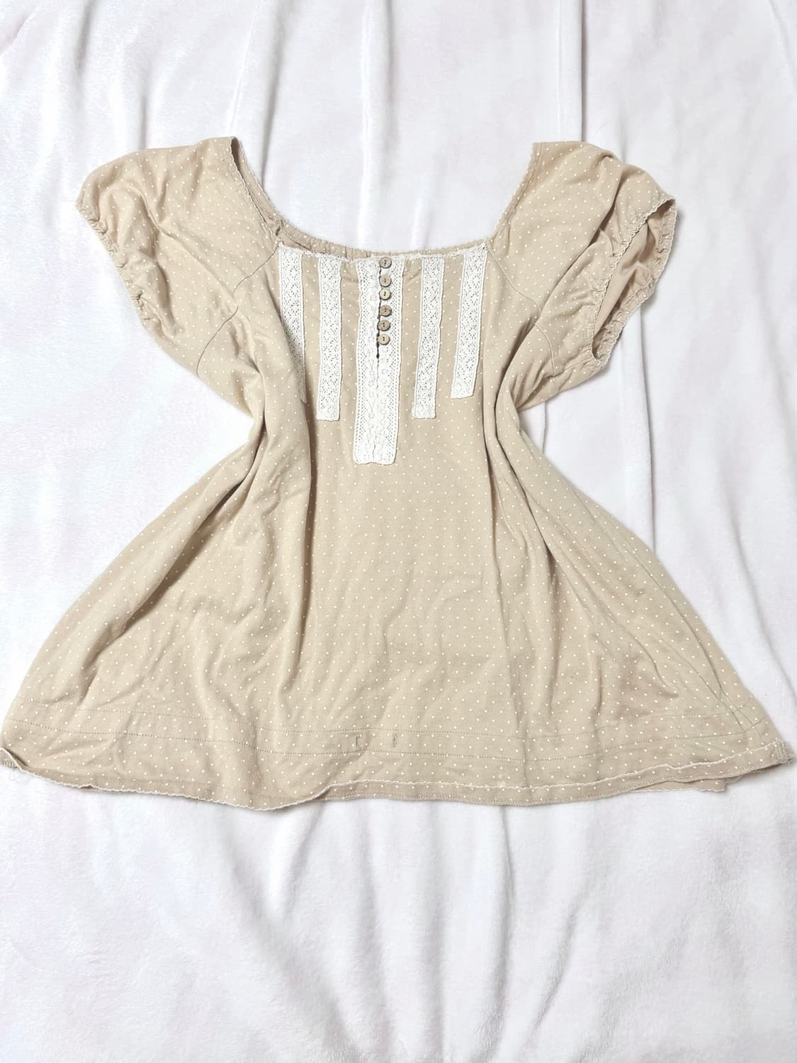 라떼 땡땡이 도트 로걀탑 오프숄더 블라우스 라떼 히메 갸루 러블리 모리 상품이미지1