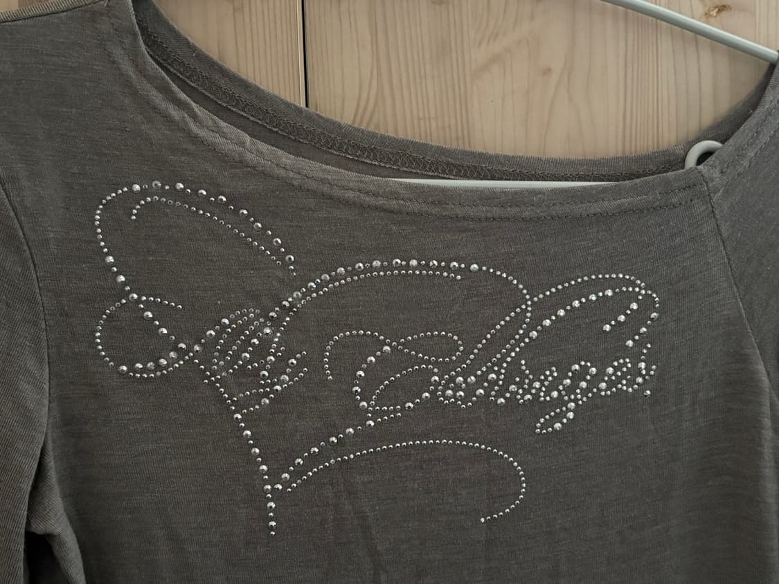 y2k 갸루 그레이 여리핏 원숄더 긴팔 슬리브리스 상품이미지2