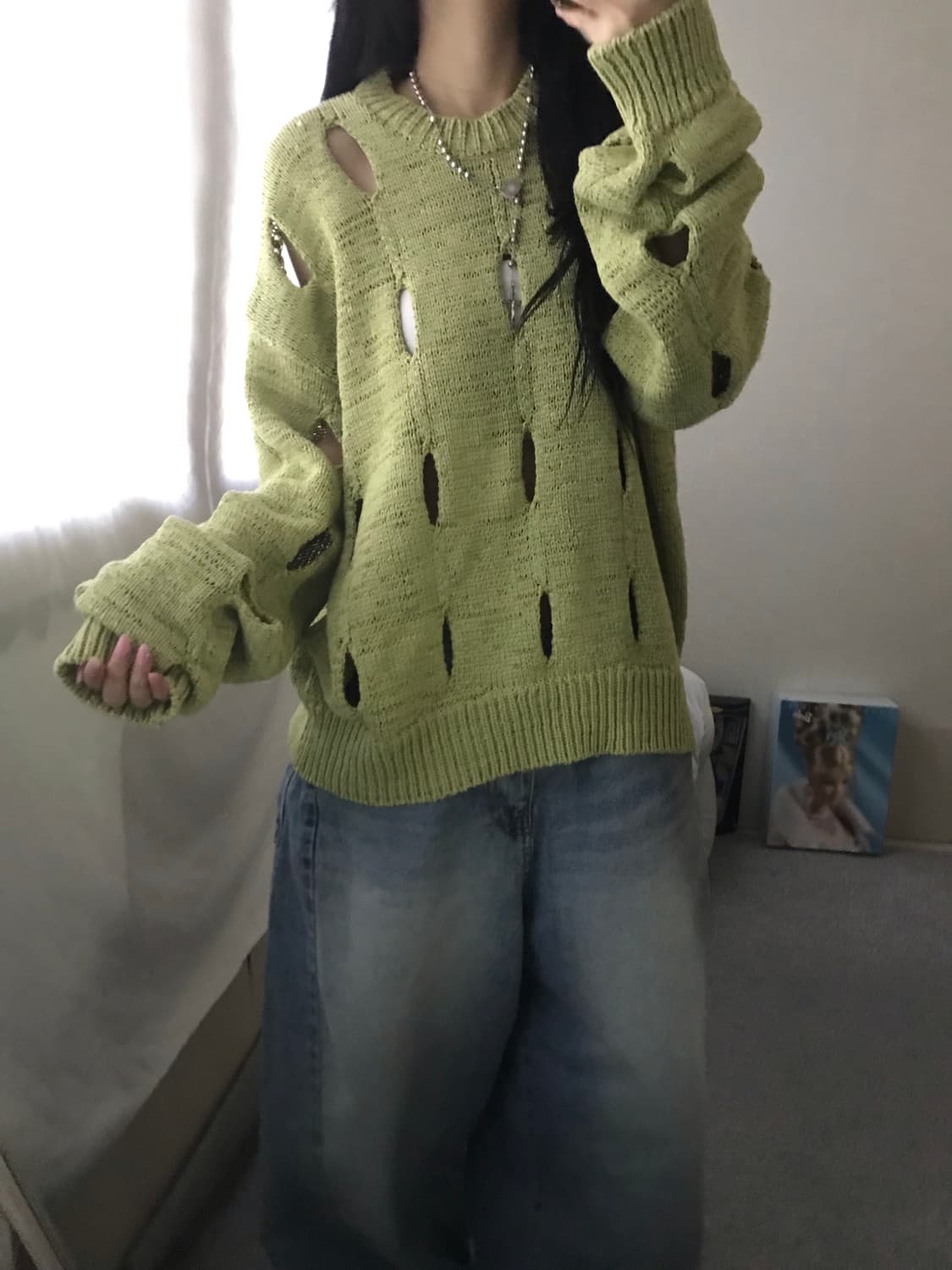 더오픈프로덕트 말차 그런지 니트 상품이미지5