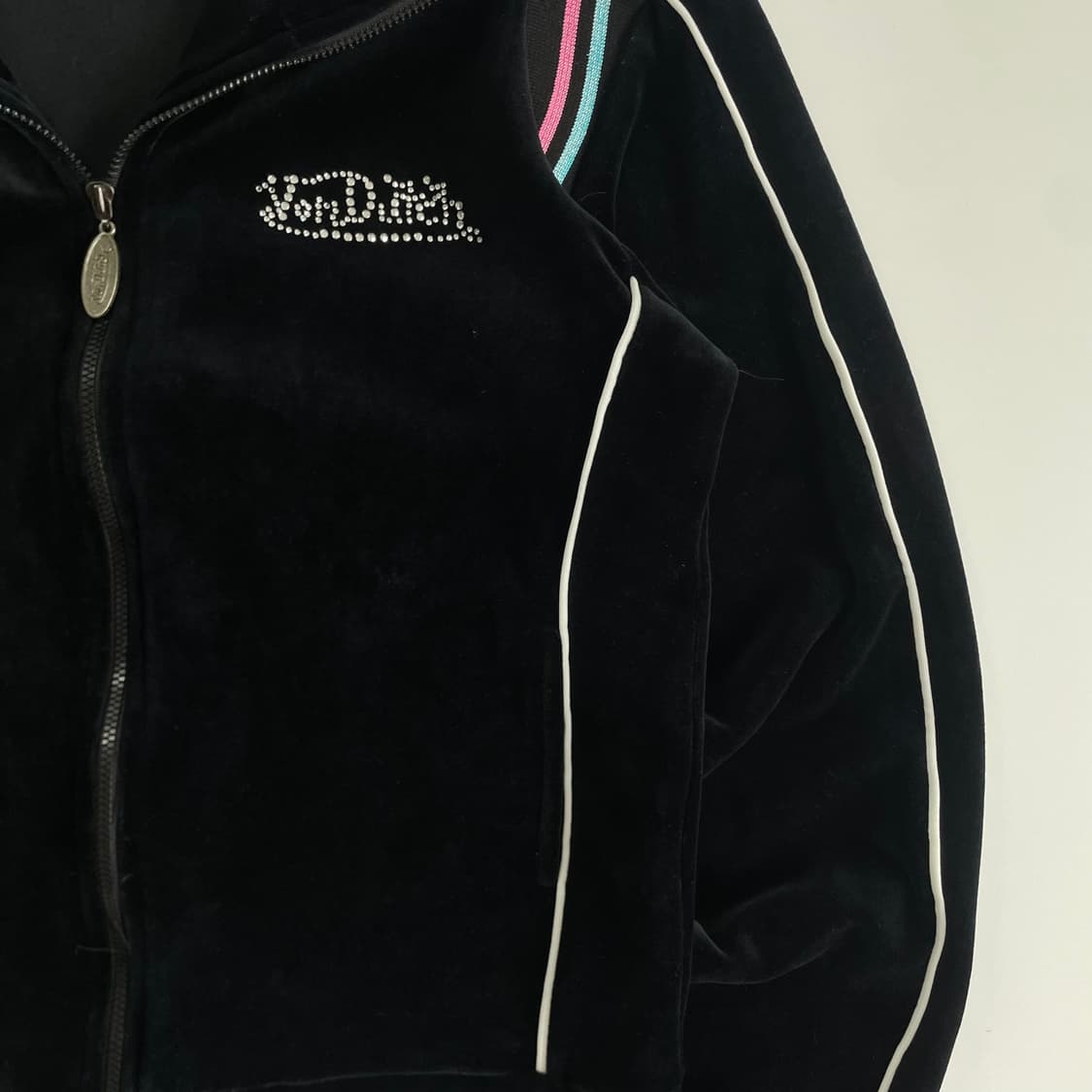 Von dutch 본더치 블랙 벨벳 비즈포인트 Y2K 트랙탑 져지 상품이미지5