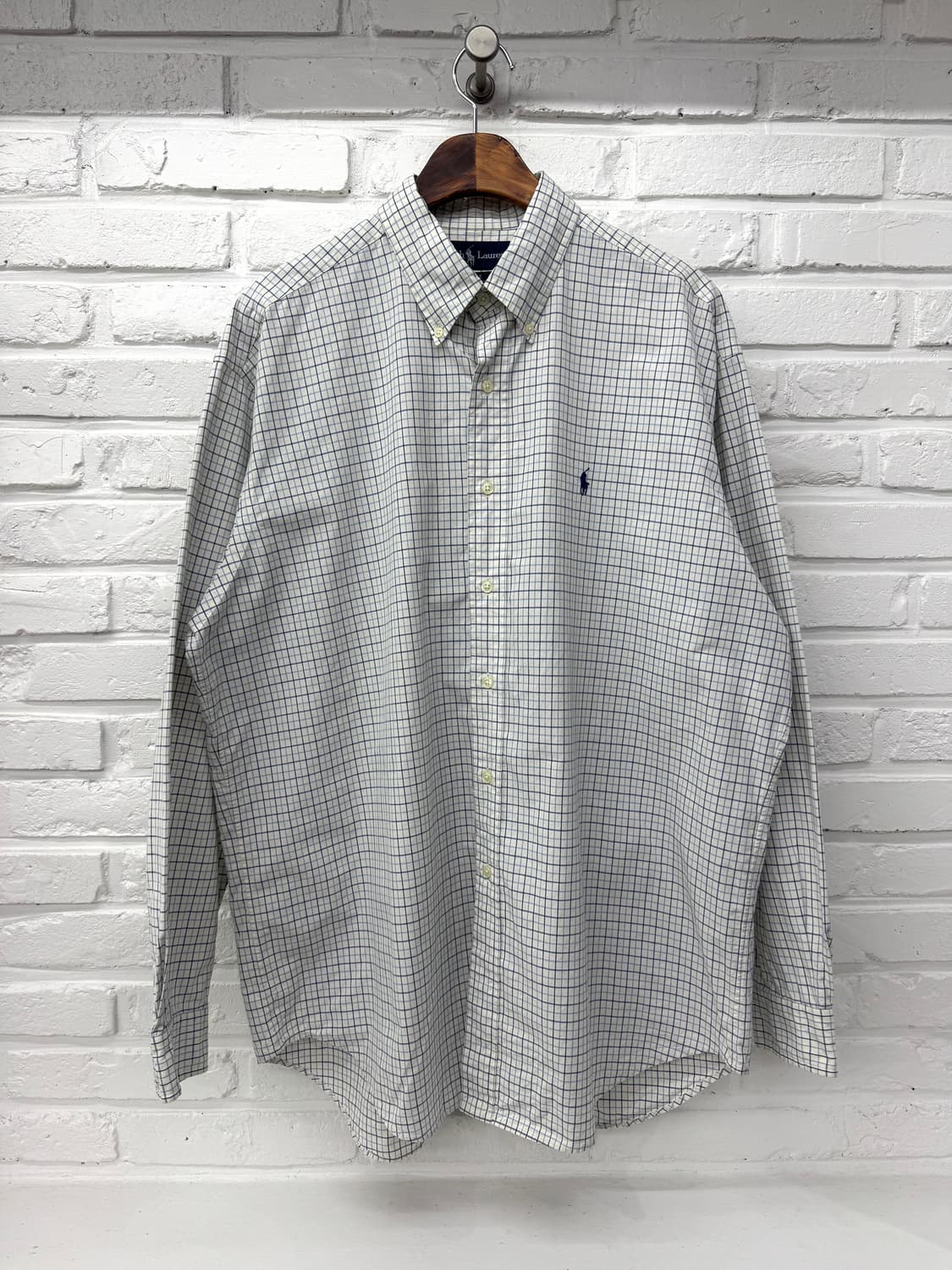 랄프로렌 화이트 블루 체크 코튼셔츠 상품이미지3