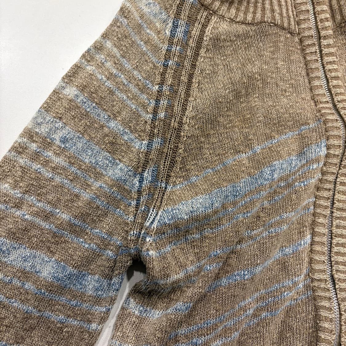 [XL] 디젤 빈티지 브라운 스트라이프 니트 집업 가디건 B615 상품이미지6