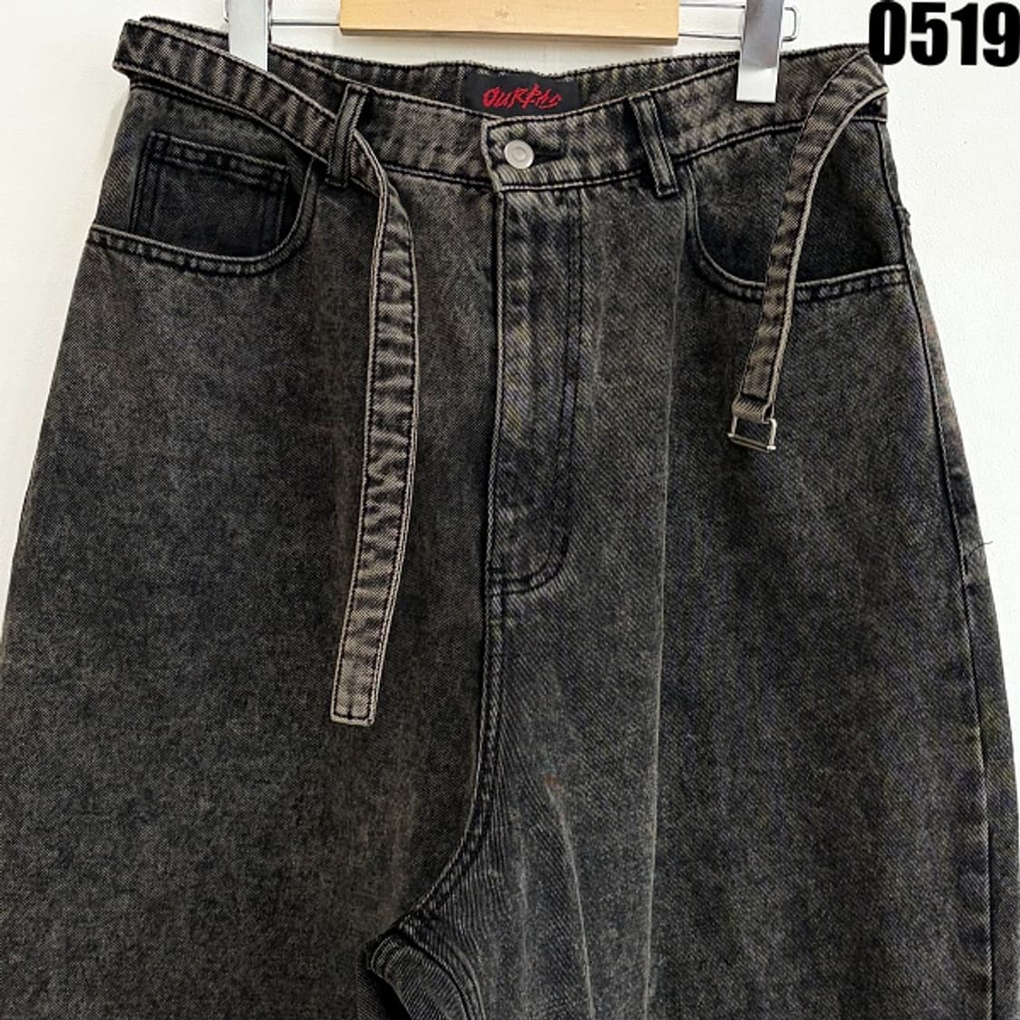 아워파스 벨트 워싱 와이드 데님 팬츠 M 0519 상품이미지3