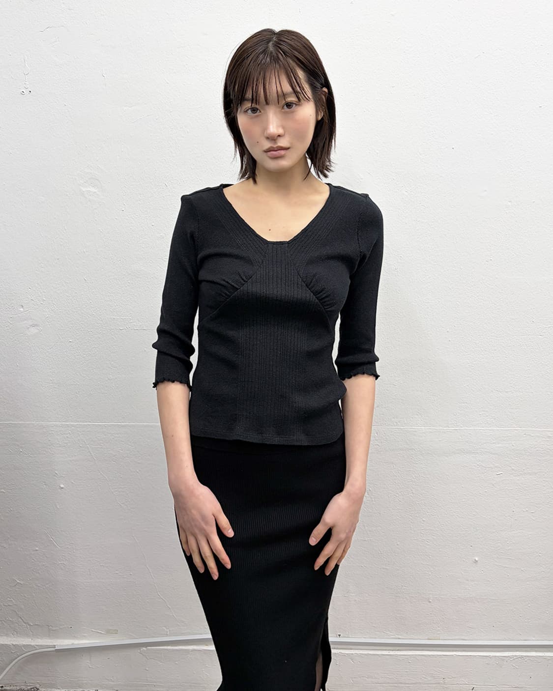 빈티지 브이넥 글리터 니트 상품이미지1