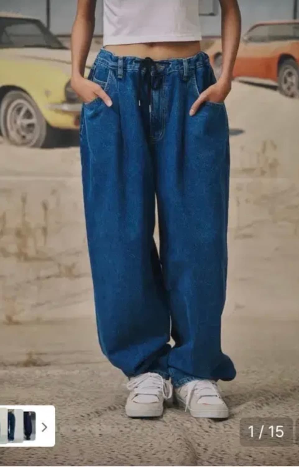 비에스래빗 미드90 데님팬츠 블루L 상품이미지1