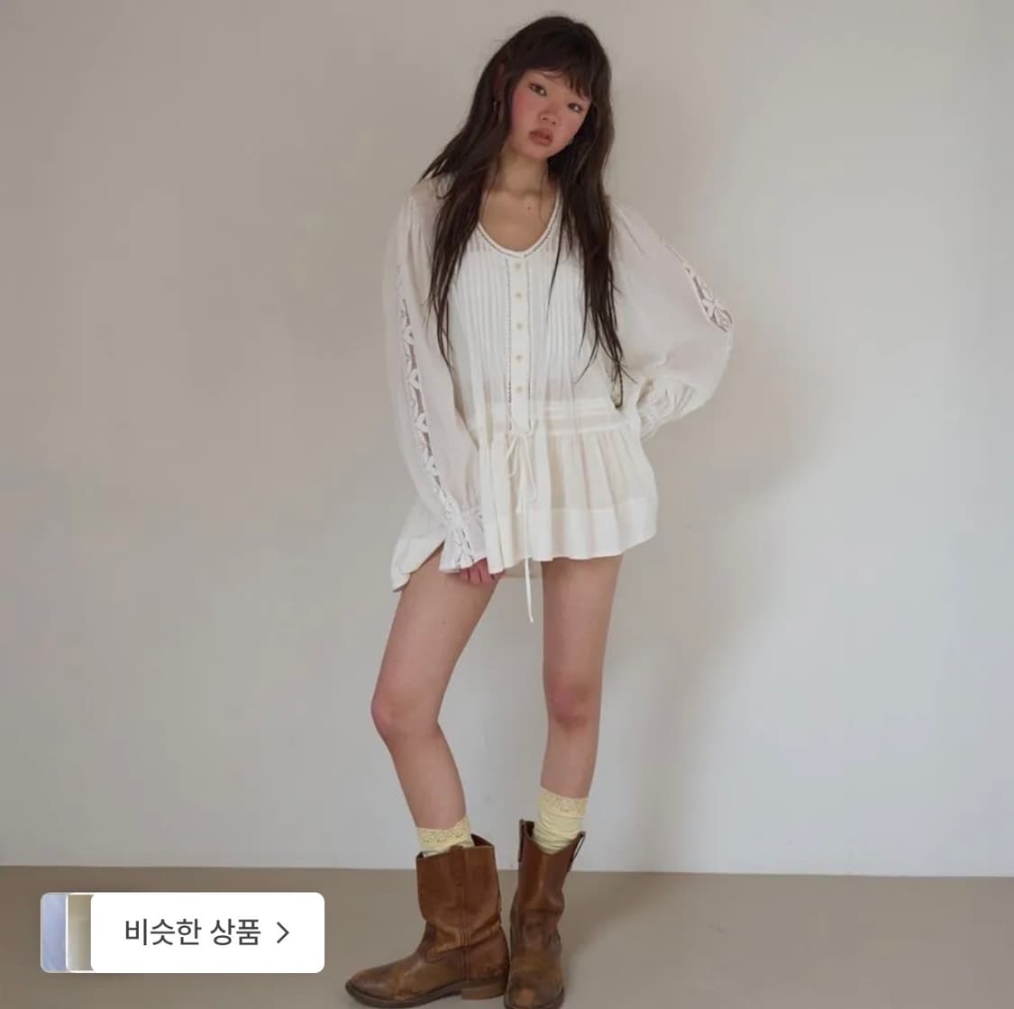 아우어솔티 보헤미안 핀턱 미니 드레스 상품이미지2