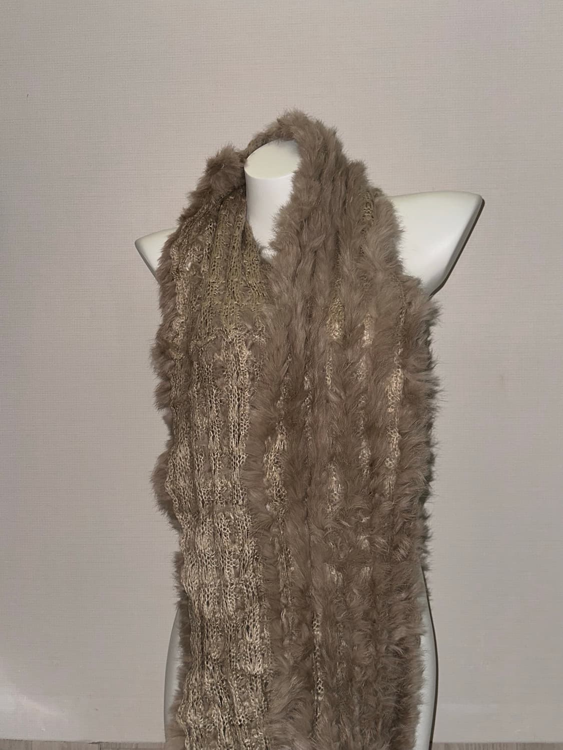 빈티지 베이지 퍼 니트 머플러  상품이미지5