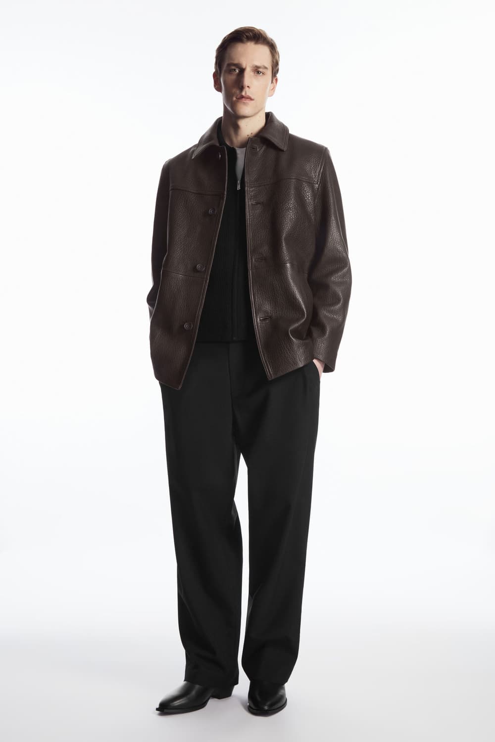 [코스] 칼라 그레인 레더 자켓 상품이미지5