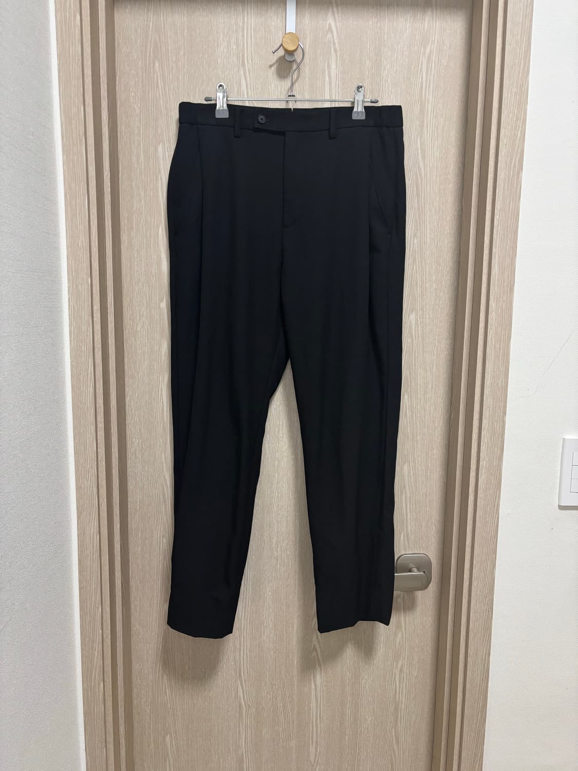 23SS)알레그리 Estethia 원턱 울슬랙스82(32)/블랙 상품이미지2