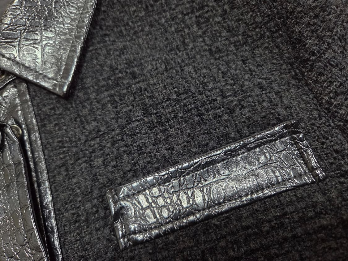 니쁜스(NIBBUNS) 벨벳트위드 레더배색 원피스 55-66 새상품 상품이미지8