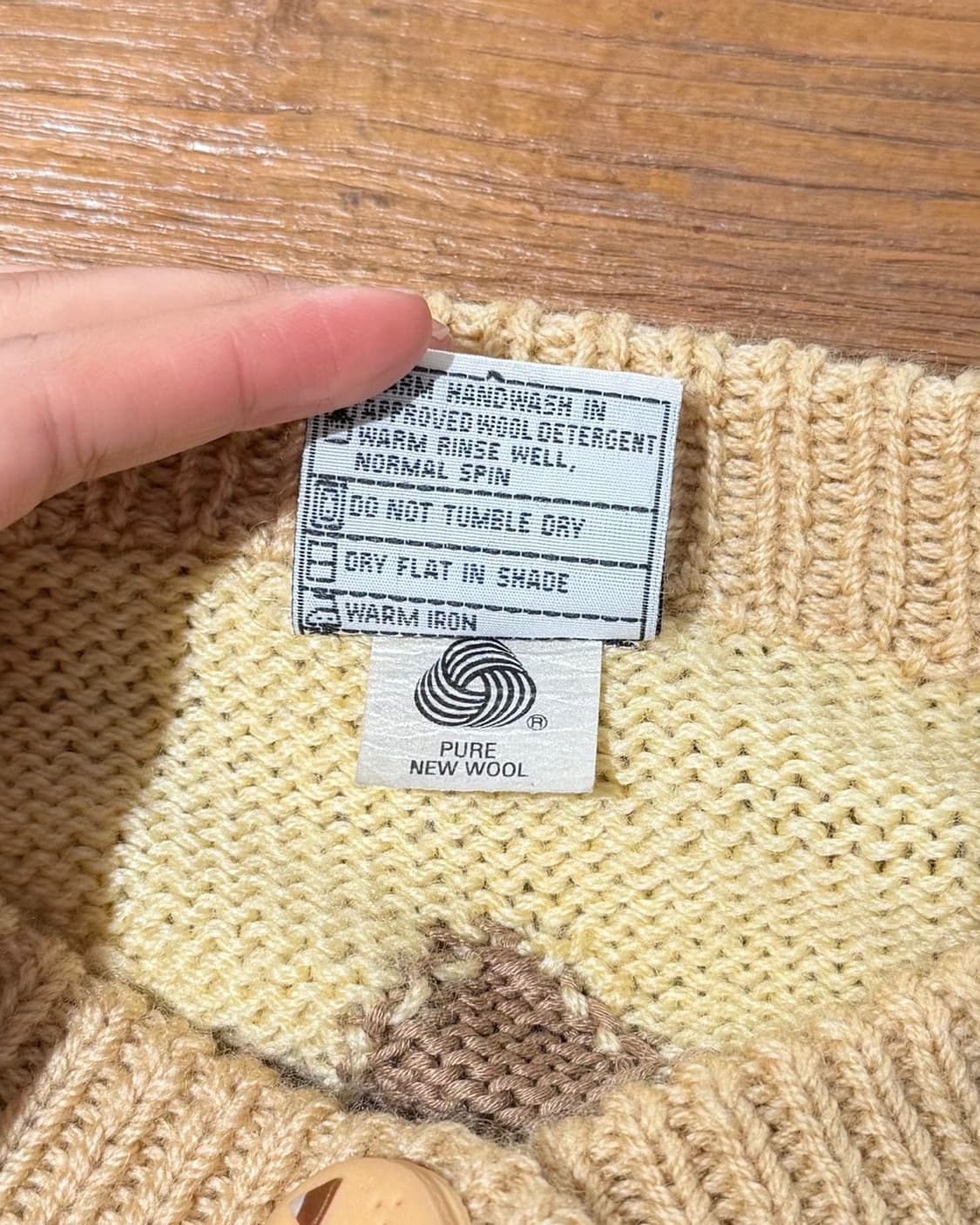 빈티지 본즈 베이지 핸드메이드 퓨어울 가디건 상품이미지8