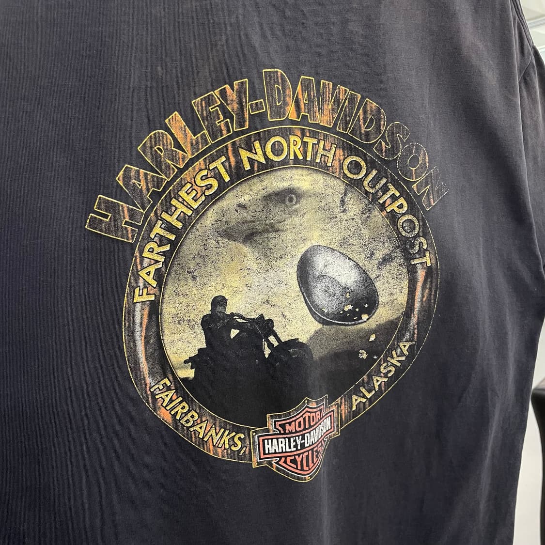 할리데이비슨 00s 플레임 불꽃 이글 하드 페이딩 빈티지 반팔 티셔츠 상품이미지8