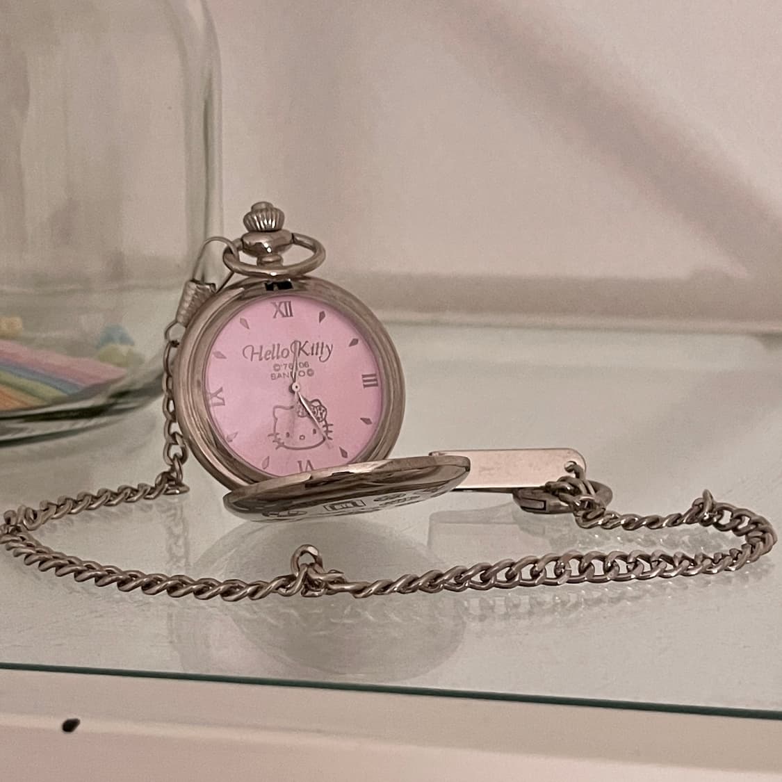 산리오 정품 빈티지 핑크 실버 헬로 키티 시계 키링 장식 방꾸미기 고전 상품이미지1
