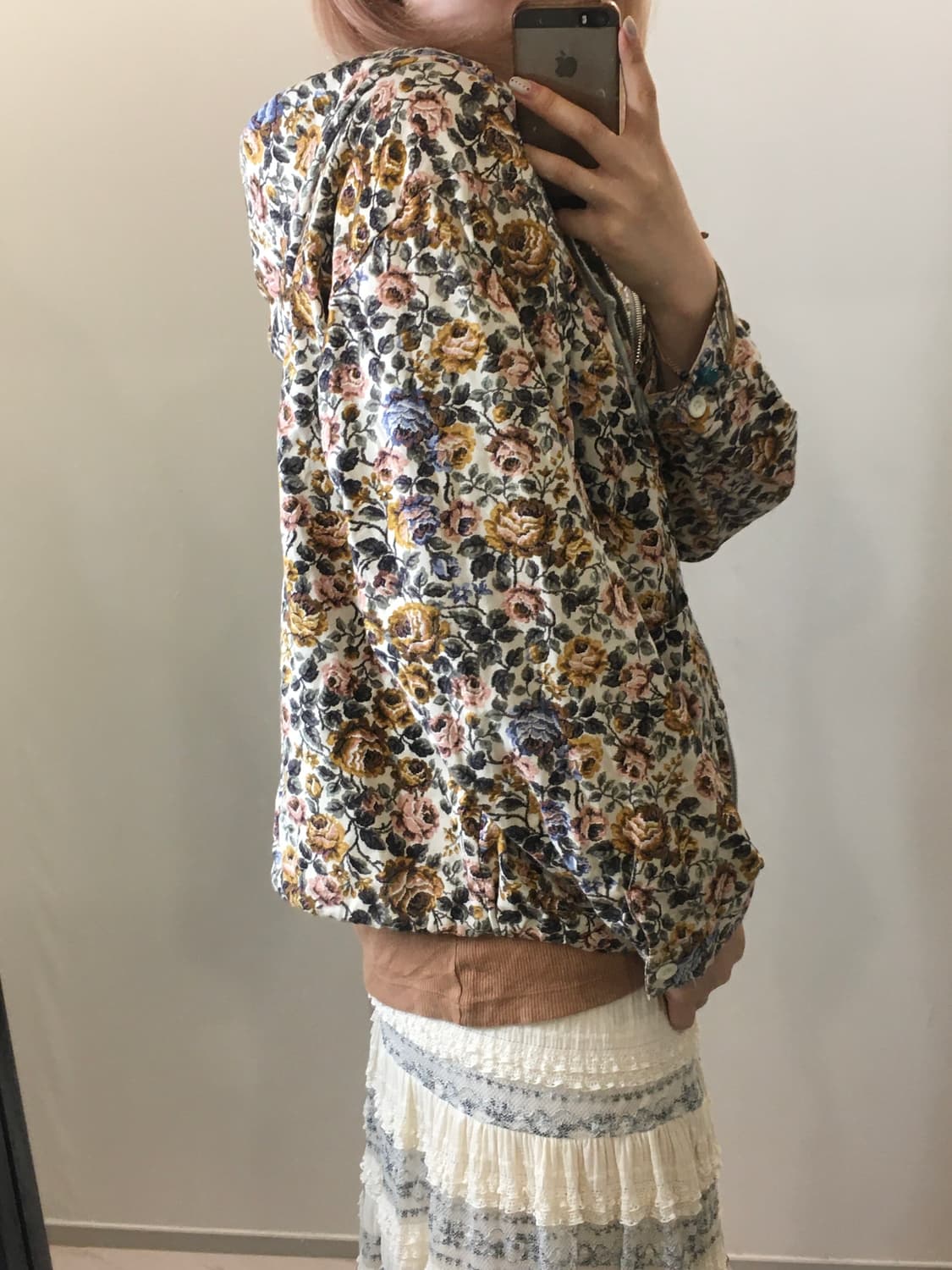 jpn vintage jacquard floral hood zipup 상품이미지4
