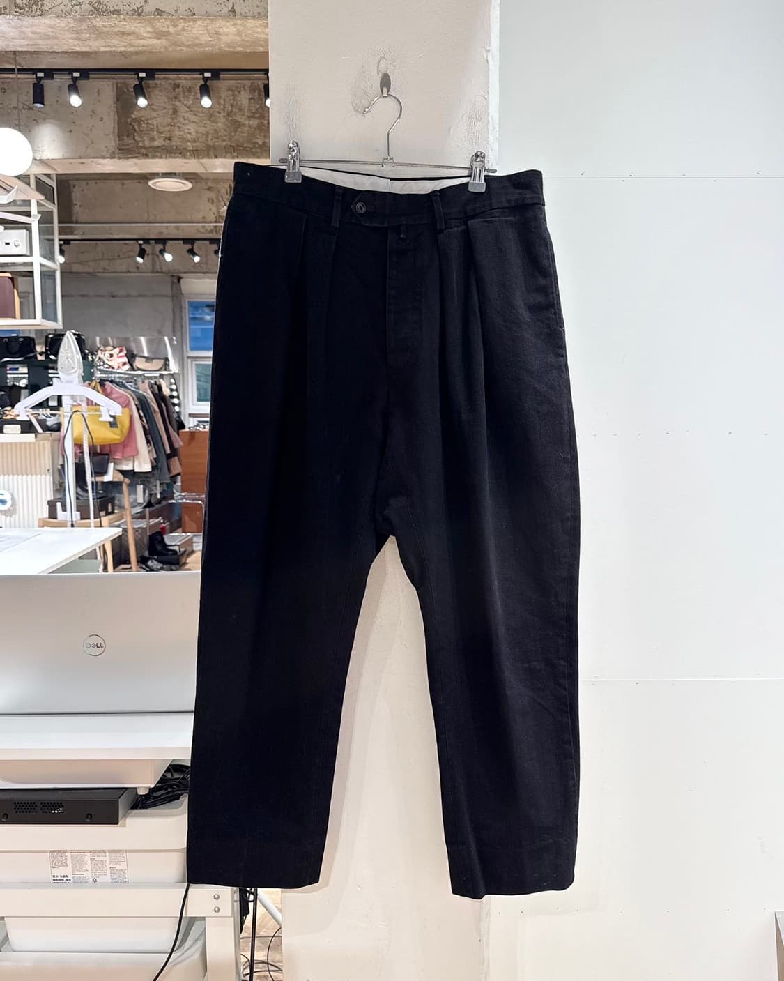 니트 블랙 핀턱 코튼 팬츠  상품이미지1