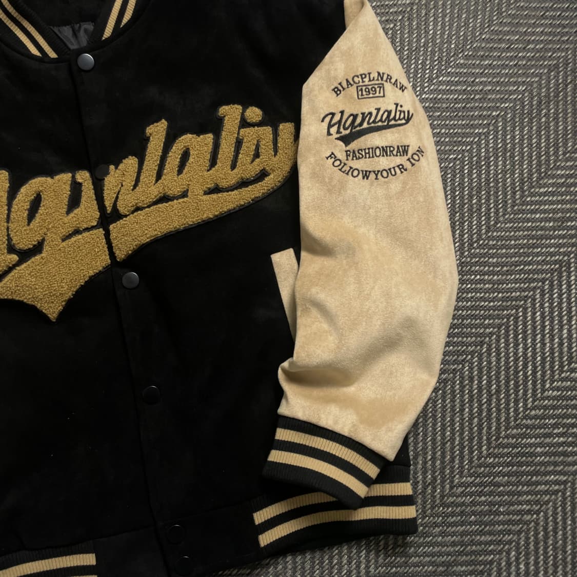 빈티지 Hanralis 빅로고 스웨이드 스타디움 바시티 자켓o 4696 상품이미지3