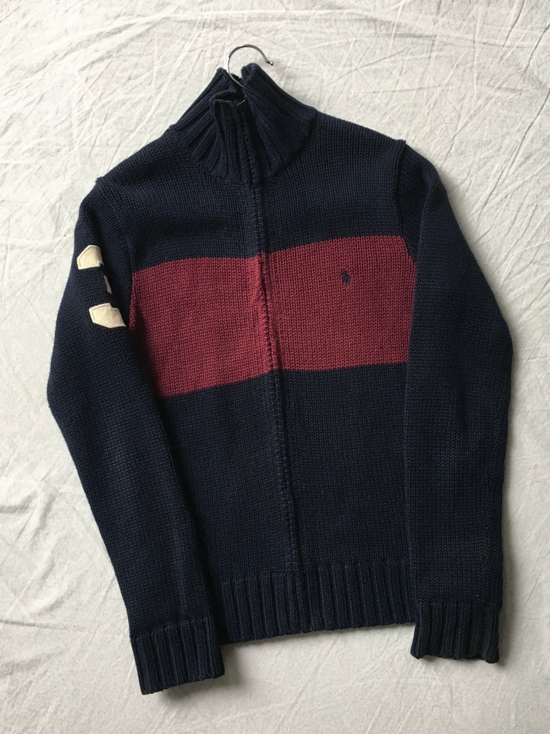 폴로 배색 니트집업 상품이미지3