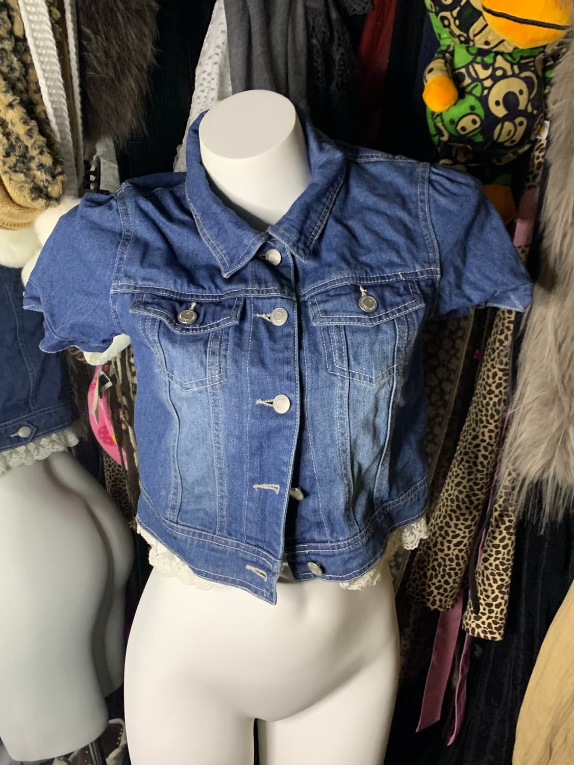 키치 퍼프 레이스 숏 데님자켓 상품이미지3