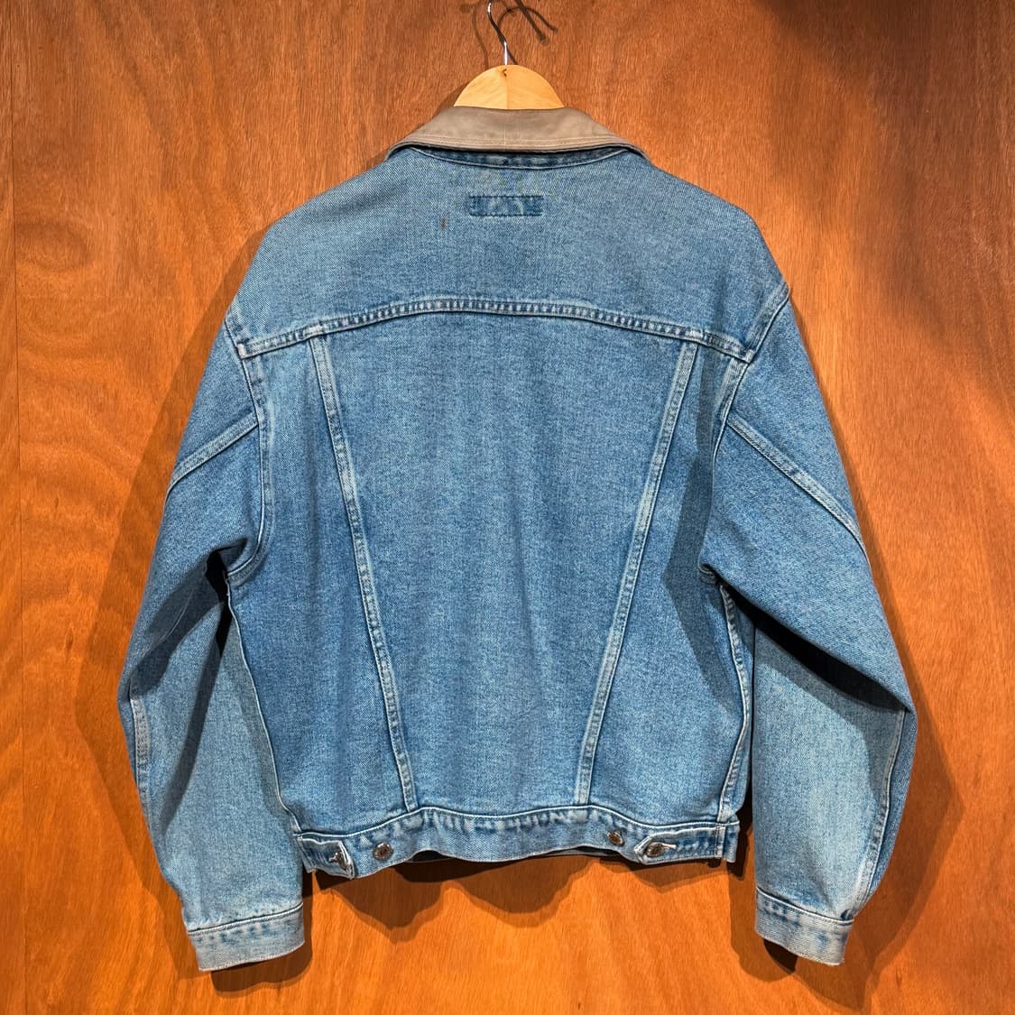 바나나리퍼블릭 90s 레더카라 데님 트러커 자켓 100 상품이미지6