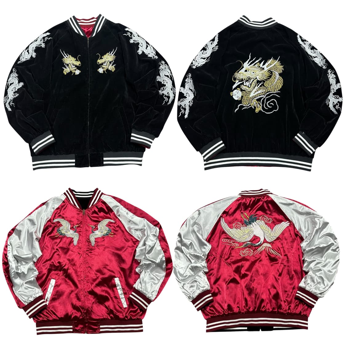 ✨ (바배) 재패니즈 리버시블 용 자수 오리엔탈 벨벳 스카쟌  상품이미지1