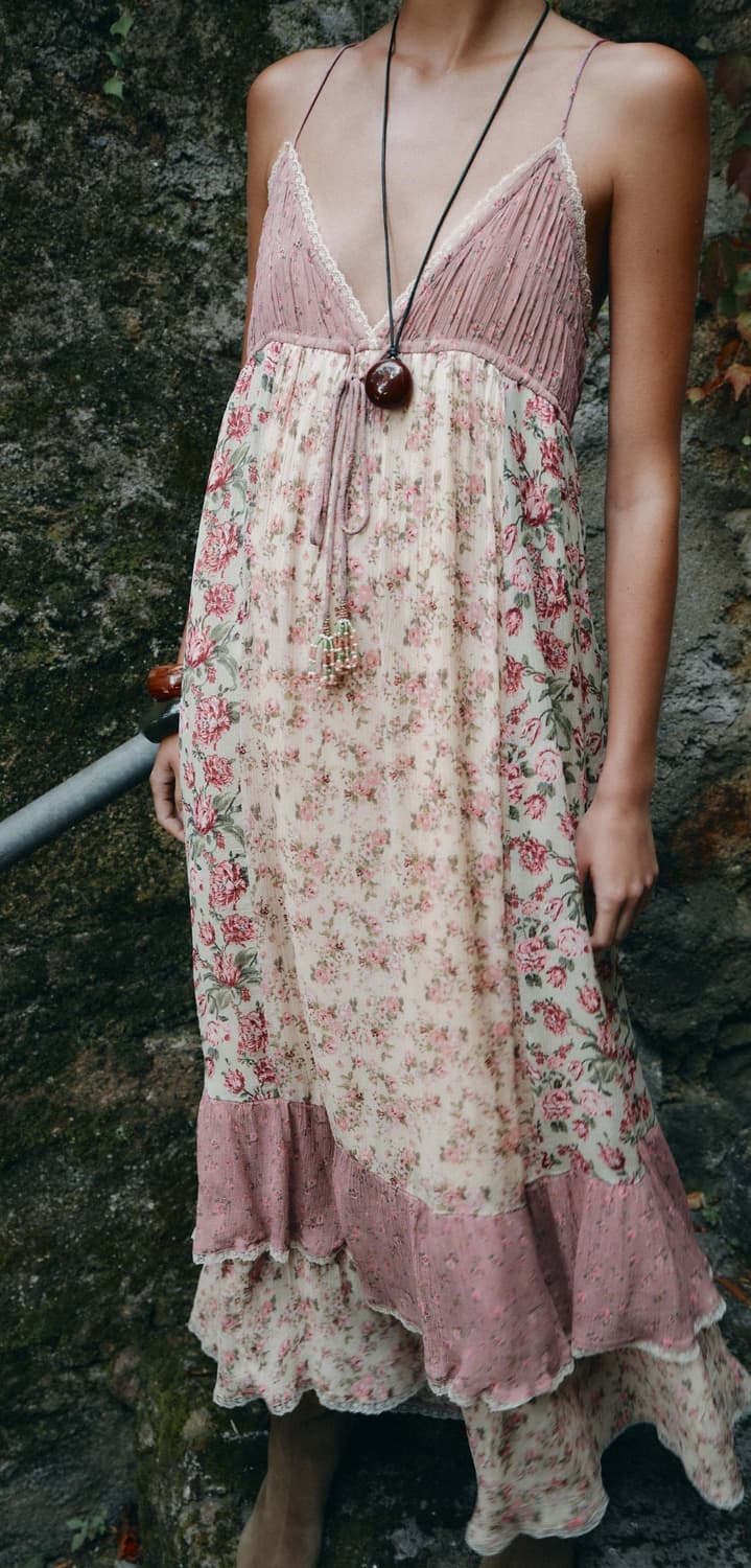 새상품) 자라 플라워 패치워크 원피스 상품이미지3