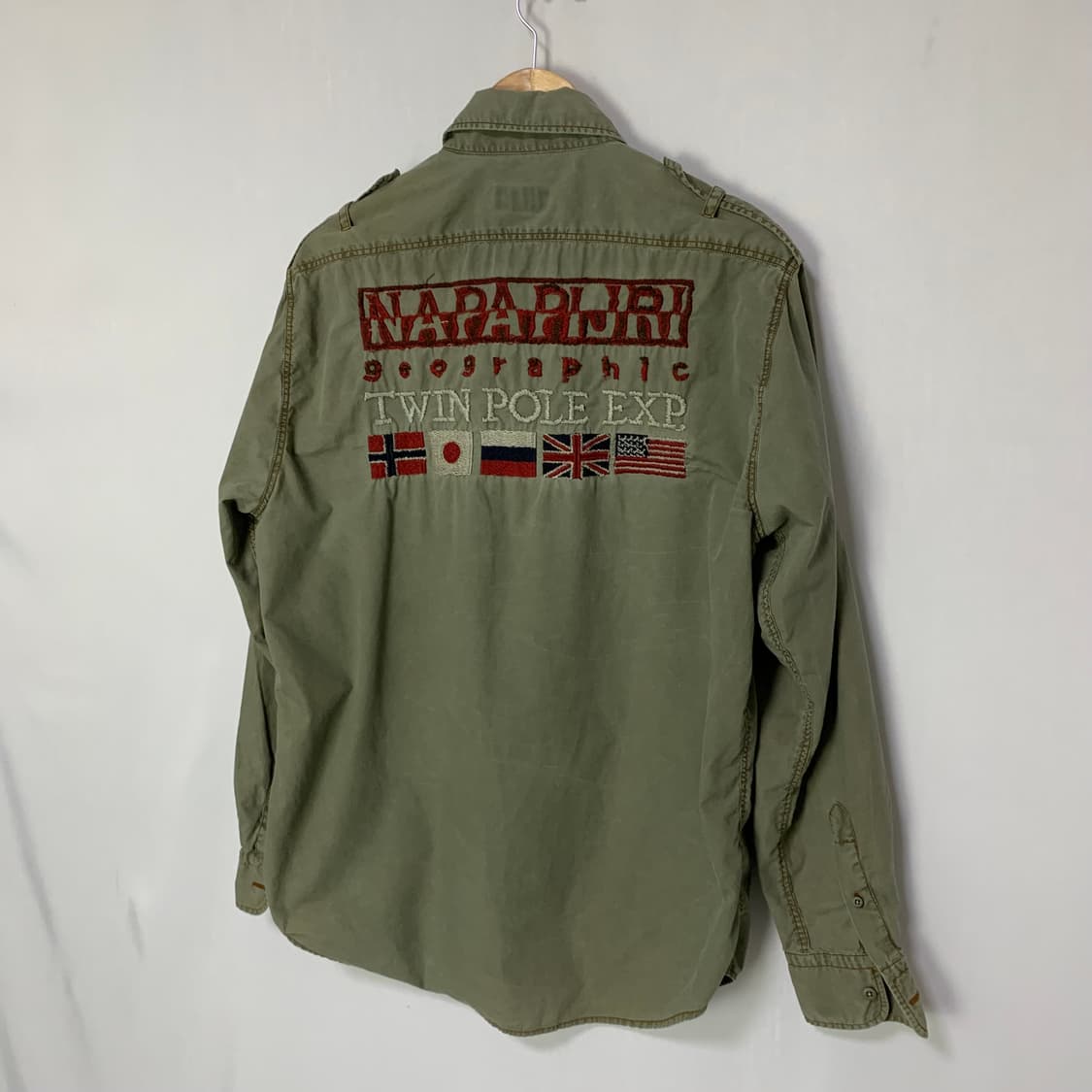 나파피리 00s y2k 자수 카고 밀리터리 빈티지 셔츠 카키 XL 상품이미지2
