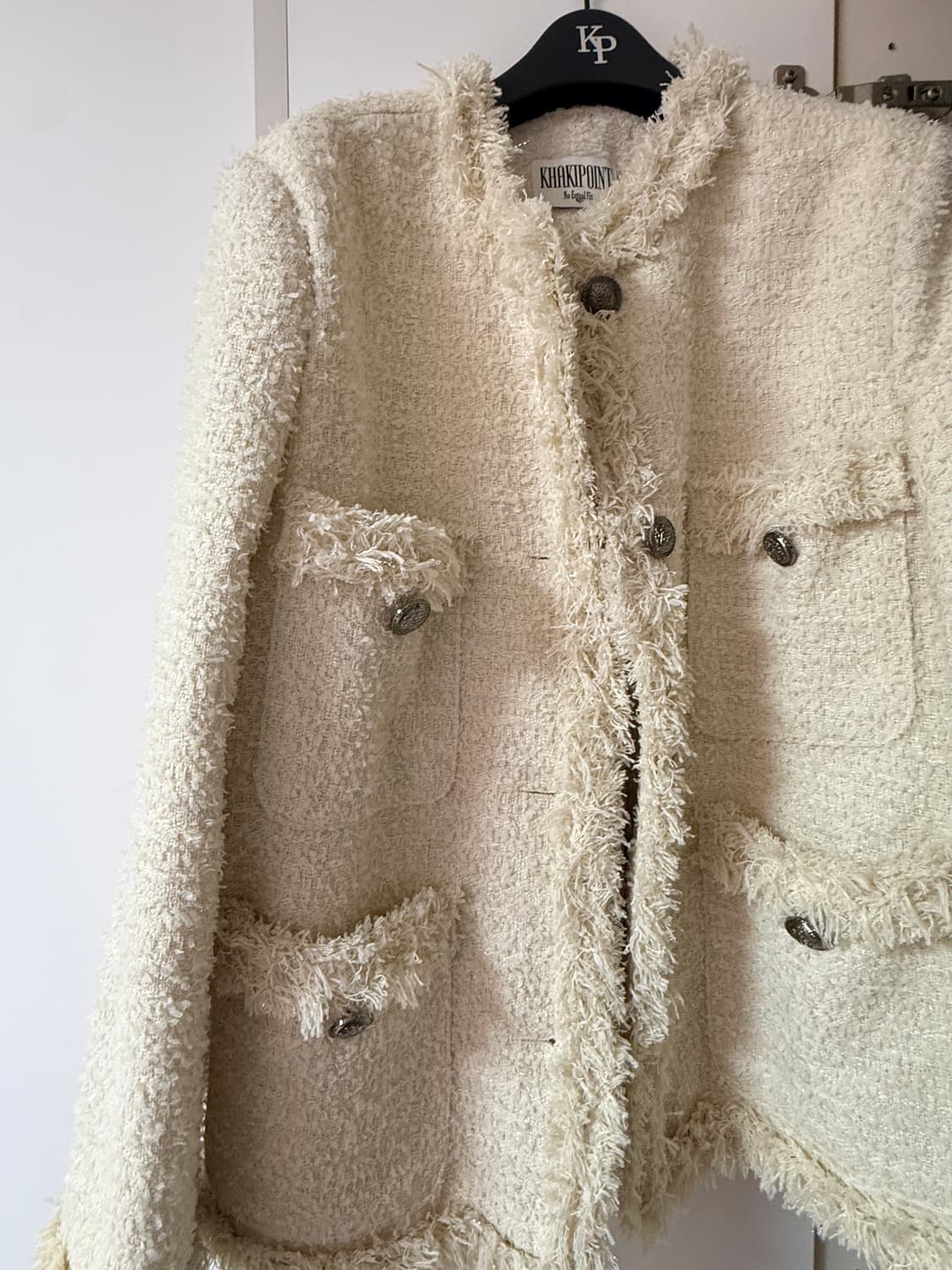 카키포인트 트위드 자켓 아이보리 상품이미지5