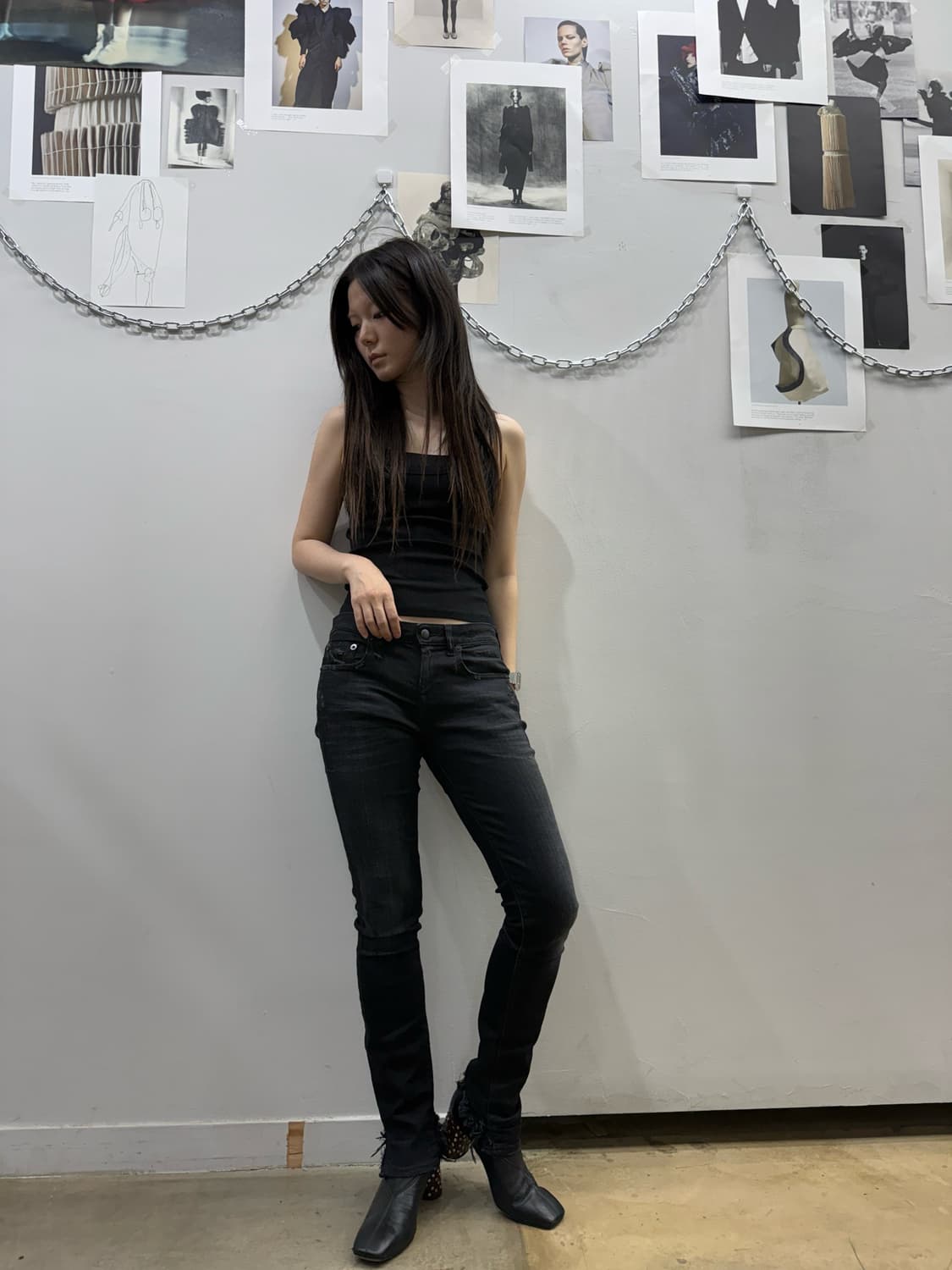 R13 그런지 데님 스트레이트 진 상품이미지3