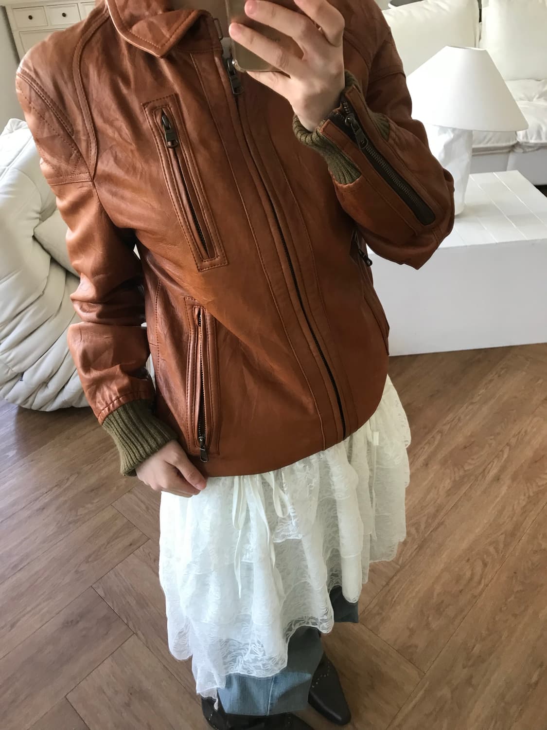 vintage brown sheepskin leather jacket 상품이미지4
