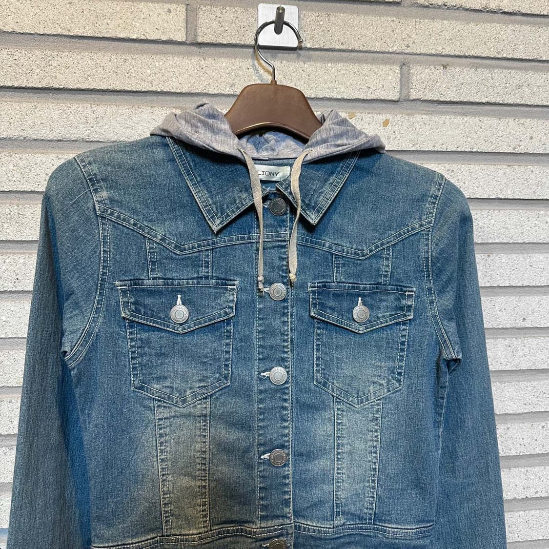 JPN VINTAGE 크롭 데님 후드자켓 트러커 패널 페이딩 디테일 상품이미지3