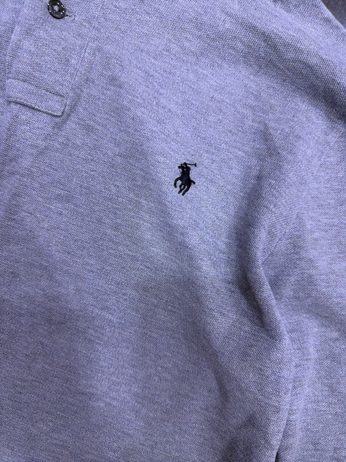 폴로 랄프로렌 슬림핏 카라넥 pkt 폴로셔츠 긴팔티 그레이 XL 상품이미지4