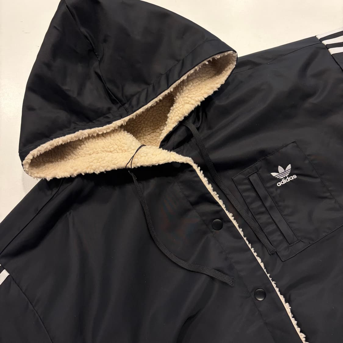 [L] 아디다스 파이어버드 리버시블 후드 뽀글이 자켓 아이보리 C486 상품이미지5