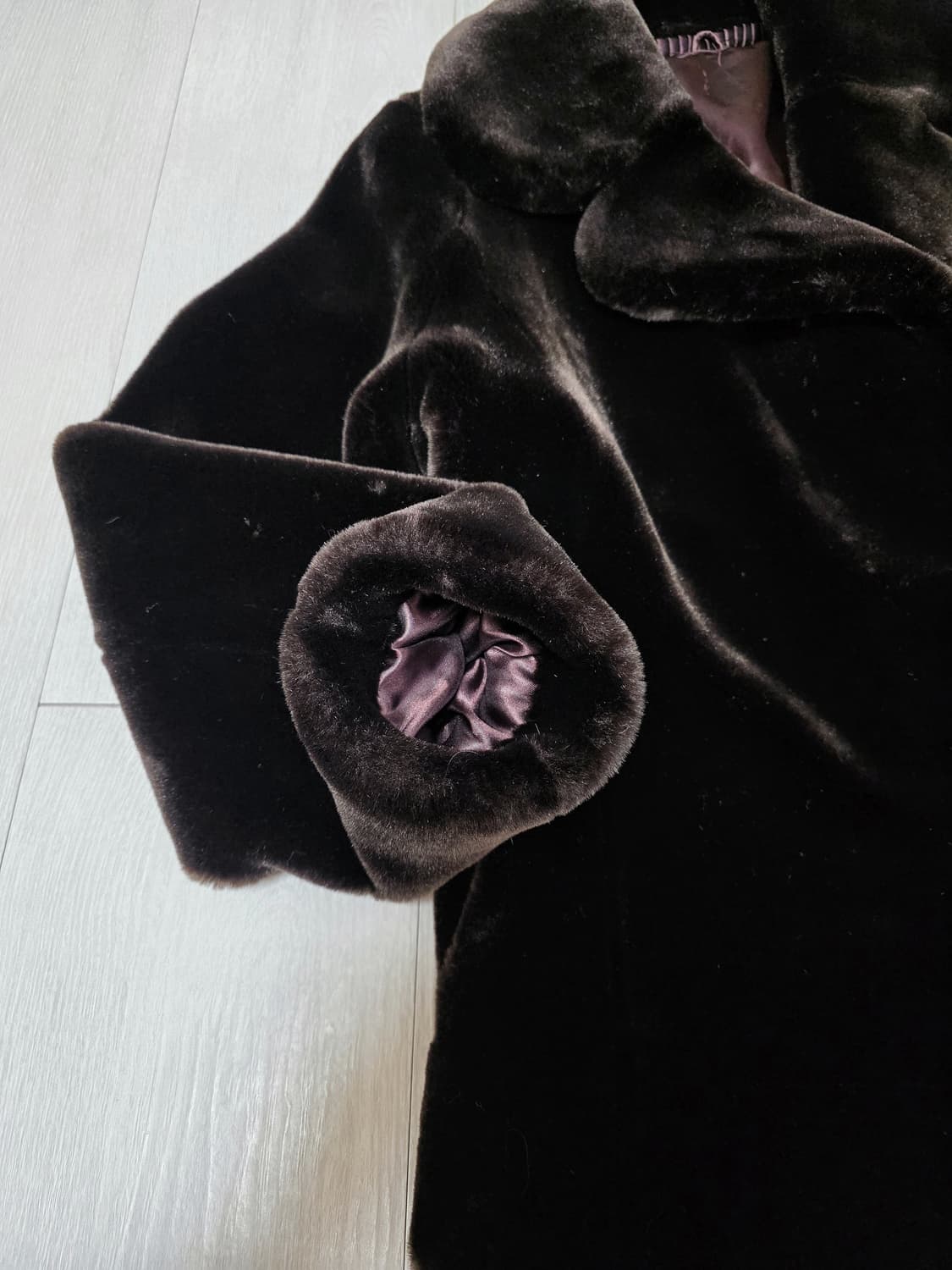 일본제 고급 벨벳퍼 자켓 초코브라운 상품이미지6