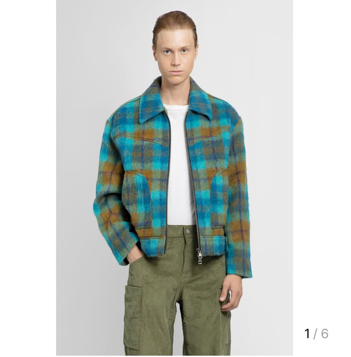 [L]앤더슨벨 해리체크 샤기 울 자켓 상품이미지5