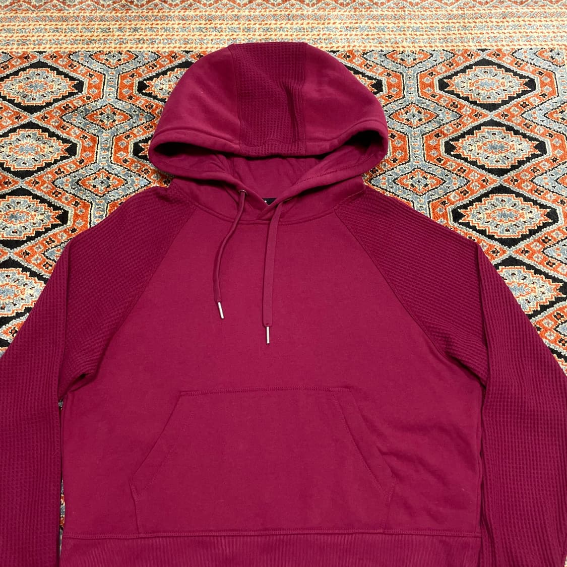 캘빈클라인 와플디테일 버건디 기모 크롭 후드티셔츠 여성M 상품이미지2