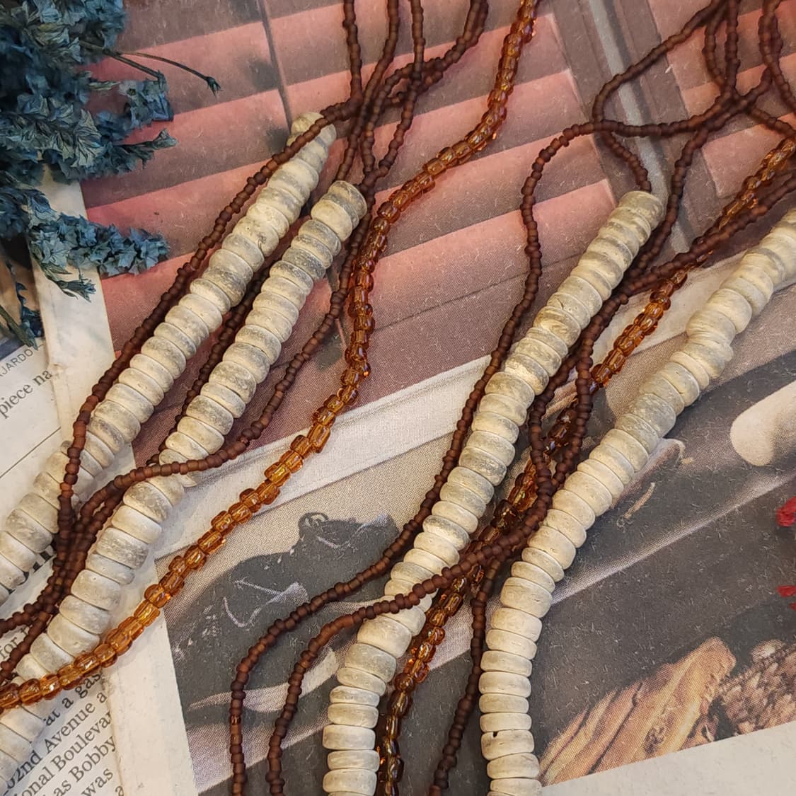 90s 프랑스 빈티지 쥬얼리 히피스타일 비즈 목걸이 빈티지 목걸이 상품이미지4