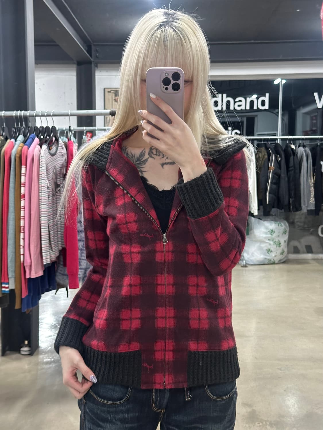 히스테릭 글래머 체크 로고 집업 상품이미지1