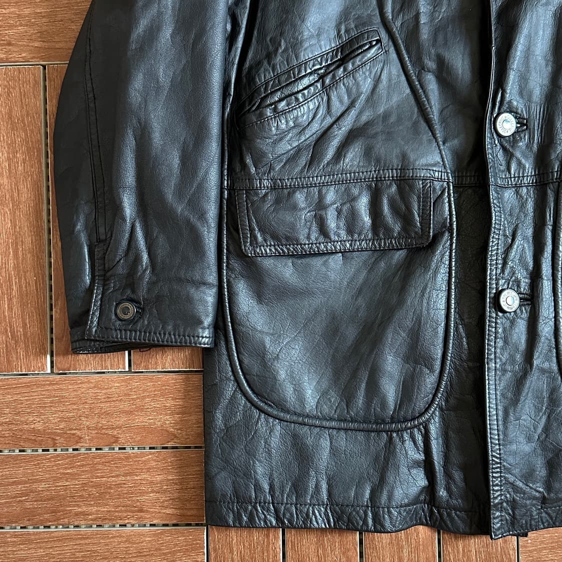 Man photo vintage leather coat jacket 상품이미지5