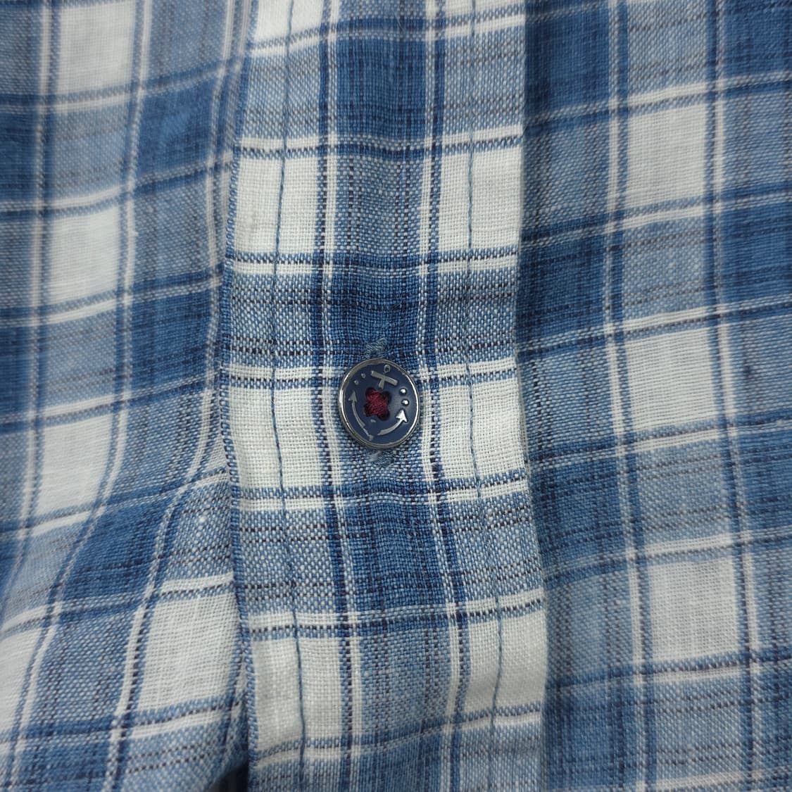 폴로 랄프로렌 린넨 반팔 체크셔츠 블루 (M) 상품이미지5