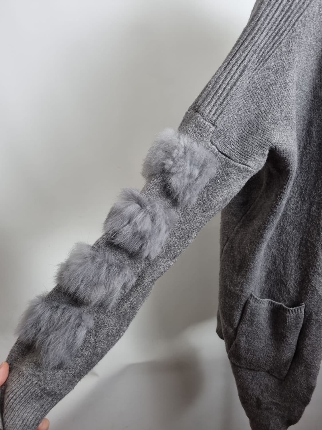 PIACERE 그레이 오픈  퍼 롱 가디건 [L] 상품이미지5