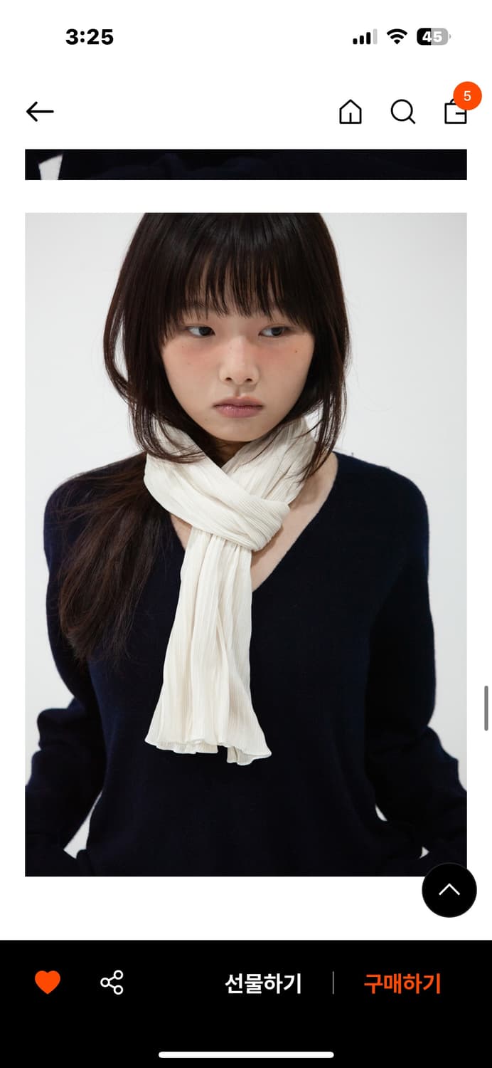 (새상품) 지지 geegee 플리츠 롱 스카프 아이보리 상품이미지5