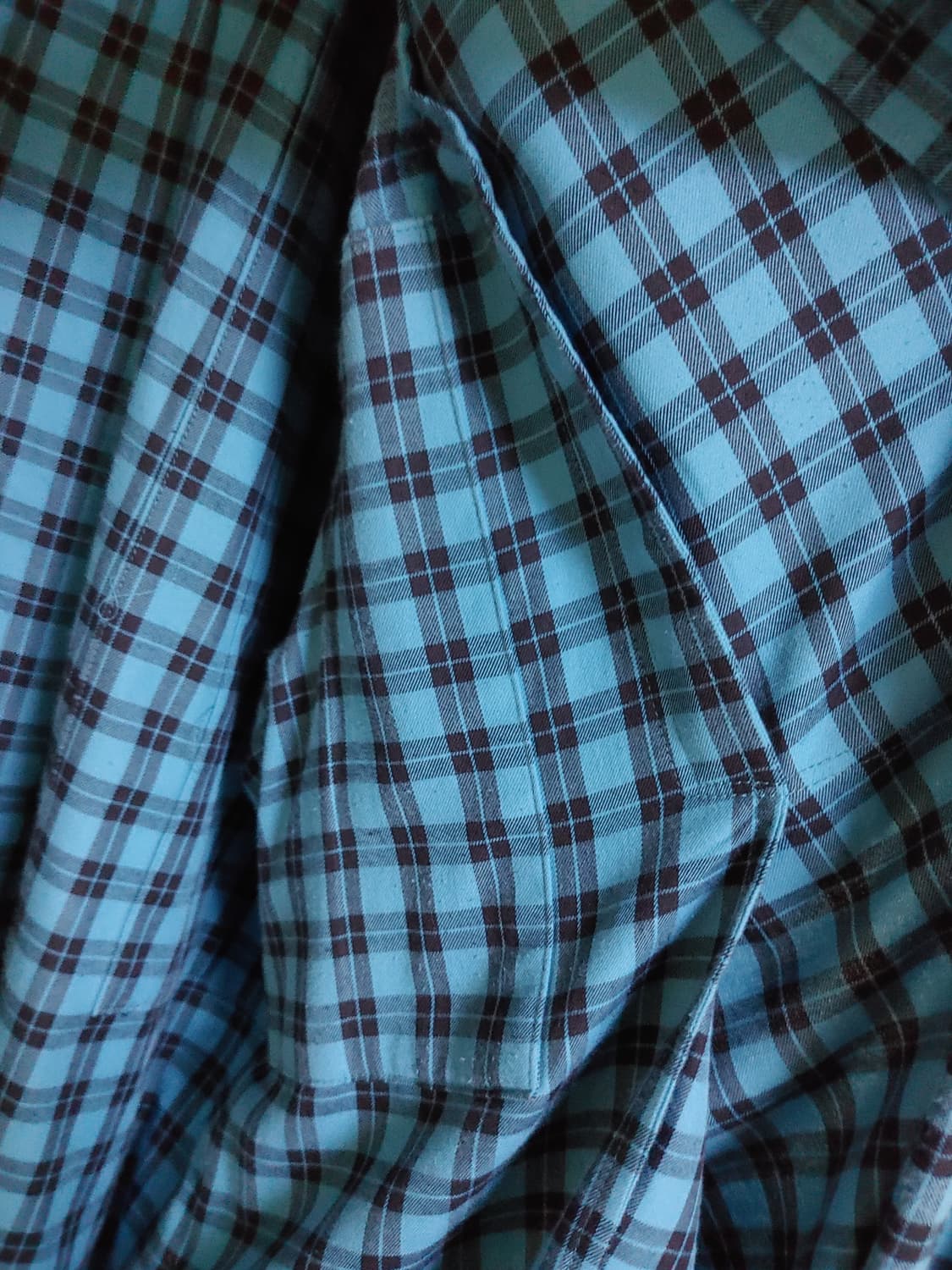 우영미 플란넬 블루체크 러프 셔츠 팝니다 상품이미지4