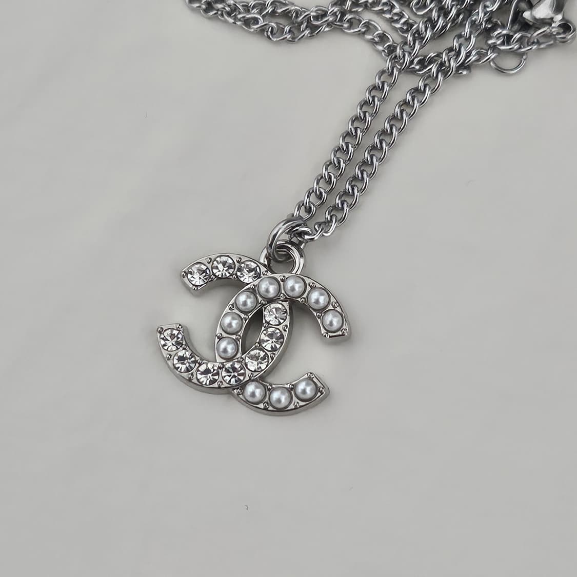 샤넬 퀄팅 큐빅 빈티지 업사이클링 목걸이 상품이미지3