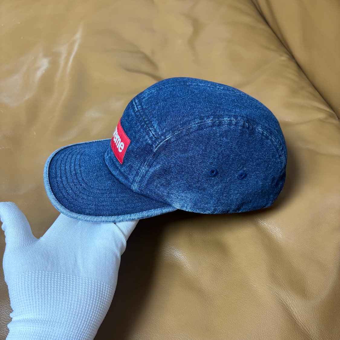 슈프림 캠프캡 모자 박스로고 워시드 데님 상품이미지4